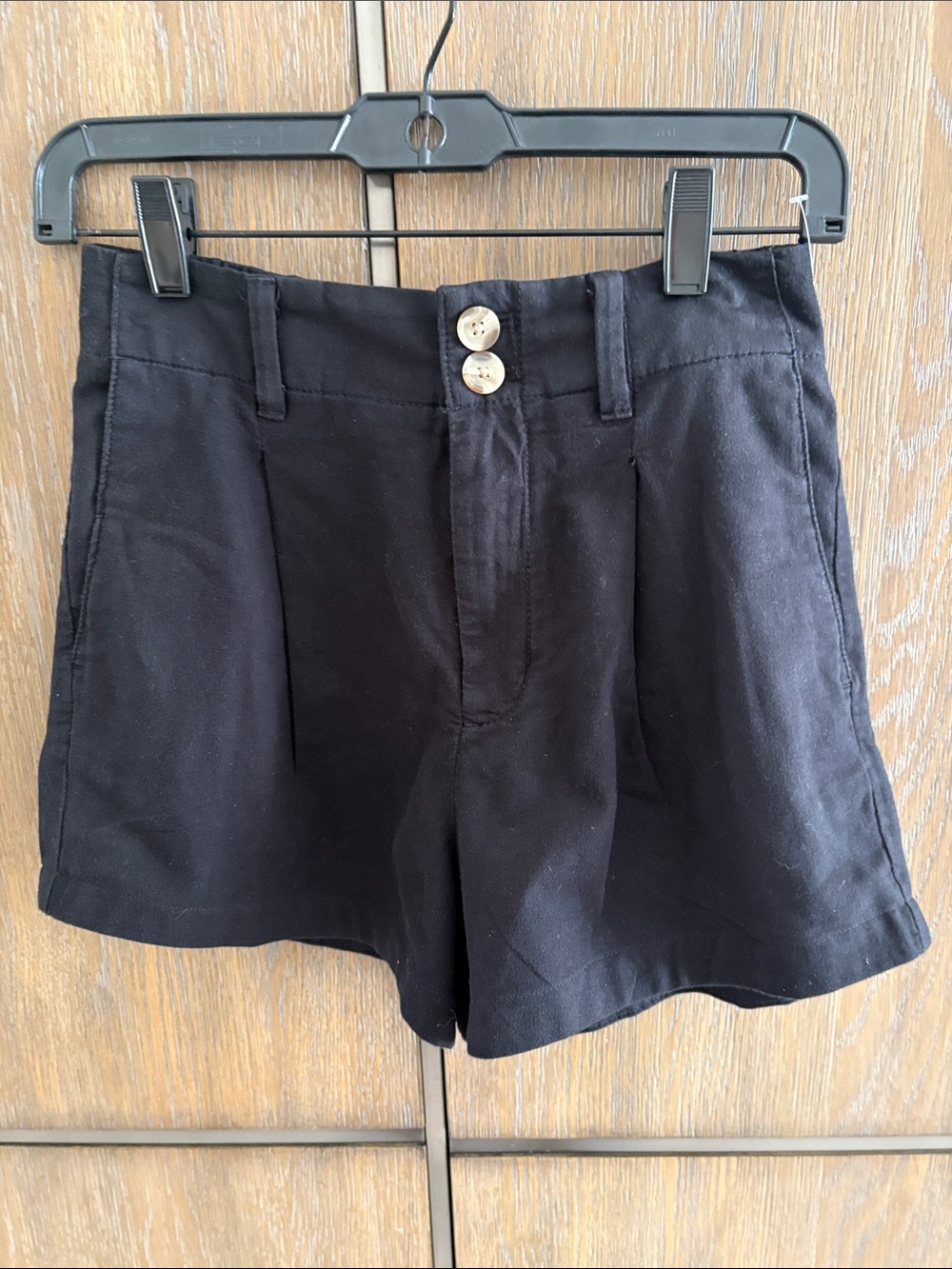 LC Lauren Conrad Black High-Waist Shorts with Double Button